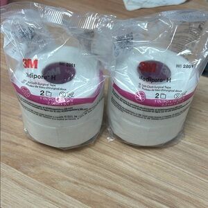 2- 3M Medipore H Soft Cloth Surgical Tape - White 1 inch 20 yards per pack NEW